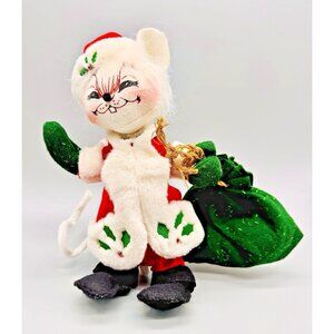 Annalee Winterberry Santa‎ Mouse Green Toy Sack Christmas 10 inch 2005